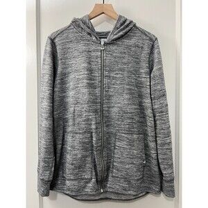 Gap Women's Full Zip Shirttail Hoodie Space Dye Grey Cotton Polyester Size L